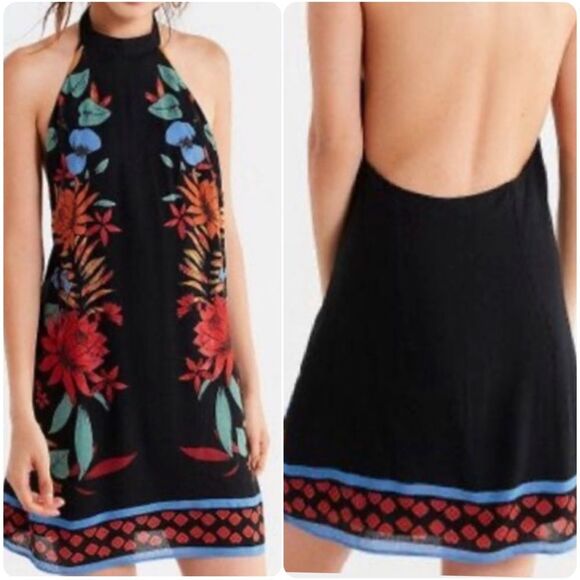 Urban Outfitters Catalina Printed Halter Dress in Black/Multi | Medium - Picture 1 of 8